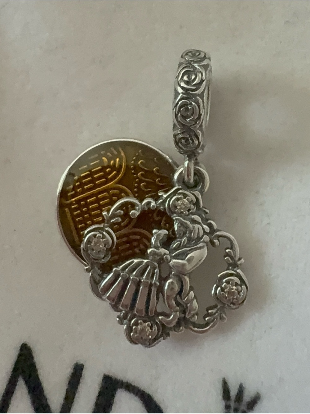 Pandora DISNEY BEAUTY AND THE BEAST BELLE AND BEAST DANGLE CHARM - Picture 3 of 7